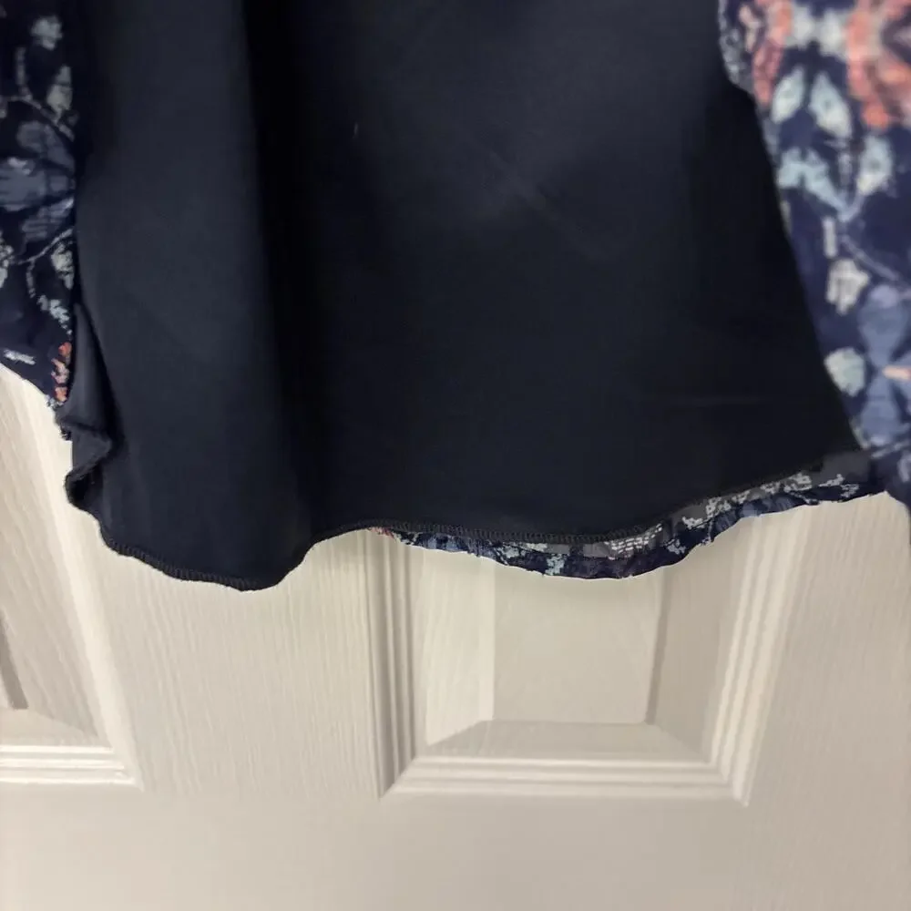 Speechless Juniors Off Shoulder Babydoll Navy Blue Floral Feminine. Size Large - Picture 3 of 5